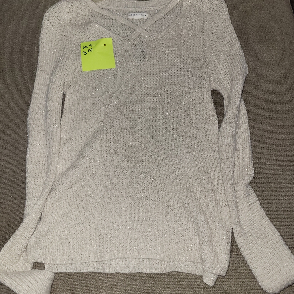 Sw9 Aeropostale Women's V-Neck Cream Sweater